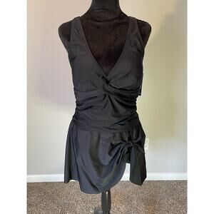 BLOOMING JELLY SWIM ONE-PIECE BATHING SUIT WOMENS SIZE XL Attached Skirt Black